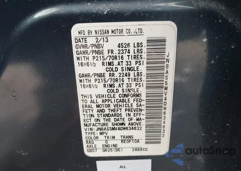 2013 Nissan Rogue S z USA, uszkodzony, nr VIN JN8AS5MV4DW634632